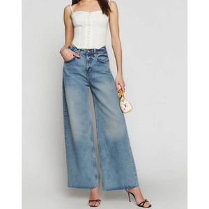 Reformation Iggy Super Wide Slouch Organic Cotton Jeans 30 NEW Atwood Wash Denim